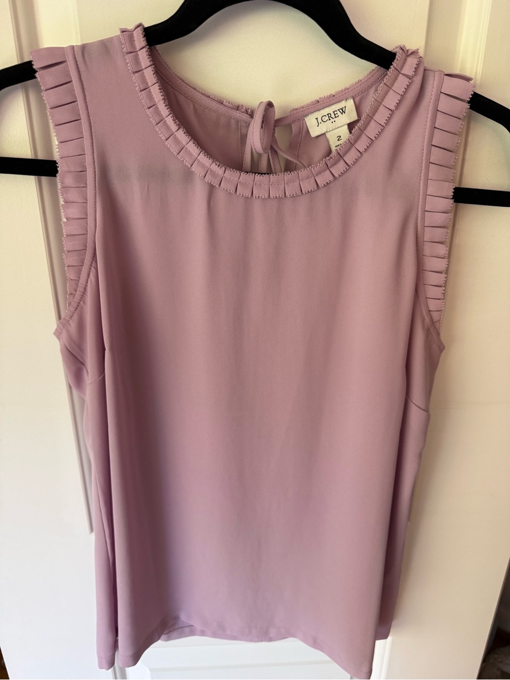 J. Crew Lavender Pleated Trim Sleeveless Top